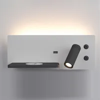 Lampu Dinding Samping Tempat Tidur LED, Lampu Dinding Papan Kepala LED dengan Saklar Putar untuk Pengisian Daya Nirkabel