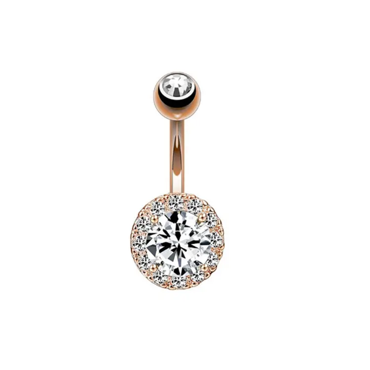 Fashion Design Spherical Diamond-Set Body Piercing Jewelry Gold Rings Navel Belly Ring