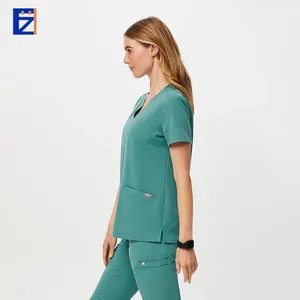 Conjuntos de uniformes de enfermeira casual de manga curta para mulheres, serviço OEM de alta qualidade e moda sexy, blusa médica casual para enfermeiras