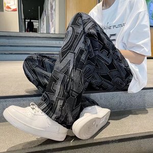 Nouveau LOGO personnalisé hommes Streetwear <span class=keywords><strong>ceinture</strong></span> <span class=keywords><strong>élastique</strong></span> empilés pantalons de survêtement pantalons de haute qualité décontracté évasé survêtement hommes pantalons - Product Image 4