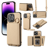 Pour Apple 14 Pro Max Style japonais poche à monnaie bandoulière étui en cuir pour IPhones 15 Plus Phon couverture SE carte portefeuille étui de téléphone