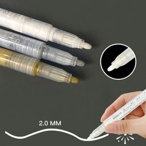 White Silver Gold Durable Plastic Art Markers Set Medium Reversible Tips for Fabric Acrylic Paint-Paint <b>Pens</b> - Product Image 4