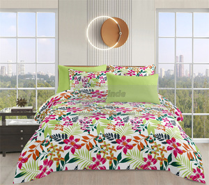 Juego <span class=keywords><strong>de</strong></span> <span class=keywords><strong>sábanas</strong></span> <span class=keywords><strong>de</strong></span> 6 piezas con estampado floral <span class=keywords><strong>de</strong></span> bambú barato, tamaño King Queen con sábana bajera plana, funda <span class=keywords><strong>de</strong></span> almohada, juego <span class=keywords><strong>de</strong></span> cama para uso en Hotel - Product Image 2