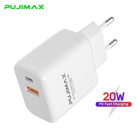 Chargeur mural PUJIMAX 20W à vente rapide, type C 5V/3A, adaptateur USB A de voyage pour téléphones, montres connectées, chargeur rapide portable mini