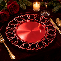 Assiettes de présentation en plastique Woju, électroplaquées rouges, pour dîner d'anniversaire, fête de la Saint-Valentin et décoration de table romantique