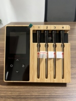 Thermomètre numérique sans fil 2025 le plus récent à 4 sondes pour viande, sonde en acier inoxydable, étanche IP67, écran LCD, OEM