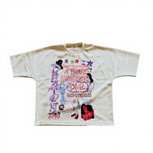 Camiseta Blanca de Manga Corta para Hombre, Cuello Redondo, Estampado Digital, Diseño de Árbol Pintado a Mano, 100% Algodón Jersey, Corte Regular Informal - Product Image 1