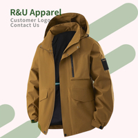 Blouson de randonnée d'extérieur haute qualité, fin, coupe-vent, imperméable, enduit, zippé, en softshell, teint uni