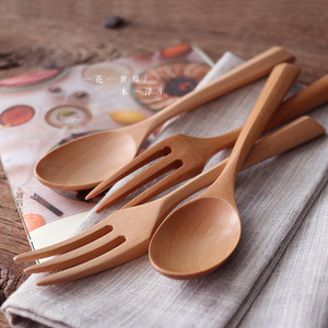 Vajilla de estilo japonés, juego de cuchara de <span class=keywords><strong>sopa</strong></span>, cena, fruta, tenedor creativo, cuchara pequeña de madera, <span class=keywords><strong>letras</strong></span>, mango largo, cuchara de madera para Fideos - Product Image 1