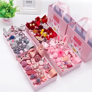 Children 18Pcs Sets Bobby Pins Hair Clips Ornaments Bow Hairgrips Hair Accessories For Toddler Girls Gift Box Hair Ties Set