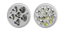 Phare de moto 6 LED haute puissance avec anneau halo RGB et lumière de position avant blanche pour tricycle Bajaj Re