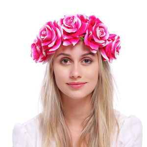 <span class=keywords><strong>Couronne</strong></span> de fleurs de rose la plus récente, serre-tête floral en velours pour femmes et filles, <span class=keywords><strong>couronne</strong></span> de <span class=keywords><strong>cheveux</strong></span> artificielle en roses rouges avec bandeau - Product Image 6