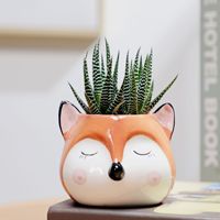 Pots à fleurs miniatures en céramique émaillée motif animaux de dessin animé, vente chaude, pots à succulentes d'intérieur pas chers, décoration de jardin et de maison, plantes artificielles