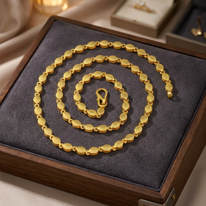 Cadenas de Moda al por Mayor, Chapadas en Oro de 14K, 18K y 24K, con Eslabones Ovalados o Diseño de Hoja, Collares de Cadena de Latón Dorado - Product Image 3