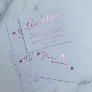 Tarjetas de Agradecimiento Personalizadas con Impresión en Dorado Rosa - Tarjetas de Felicitación Bilingües en Inglés y Español para Comercio Electrónico - Product Image 5