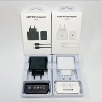 Cargador Rápido de Pared USB-C PD de 45W con Enchufe EU, UK, US y Cable Tipo-C para Teléfonos y Tabletas Samsung S26/S25/S24/S23/S22