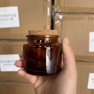 ขวดโหลแก้วสีเหลืองอำพันขนาด200มล. พร้อมจุกไม้ก๊อกสำหรับทำเทียนแบบทำมือ - Product Image 2