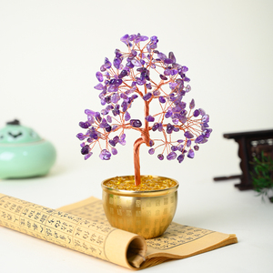 New Arrived Healing Crystal Money <b>Tree</b> Gold Plated Bowl Natural Amethyst Crystal Chips <b>Tree</b> for Feng Shui - Product Image 1