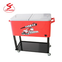 Glacière à glace de patio en métal 80QT, chariot à boissons, boîte sur roulettes