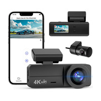 Caméra de tableau de bord CPT 4K IPS à double objectif avant/arrière, vision nocturne, caméra de tableau de bord de voiture sans fil WiFi, application, capteur G, GPS, enregistreur de données de vitesse pour voiture