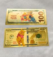 Billets de banque commémoratifs en feuille d'or sur le thème de Winnie l'ourson Disney pour enfants, cadeau souvenir