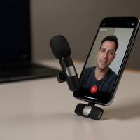Microphone sans fil à condensateur Lavalier de type C K9-C pour smartphones, en plastique, omnidirectionnel