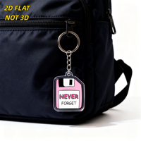 Porte-clés en acrylique disquette rose « Never Forget » – Breloque rétro technologique nostalgique pour clés, accessoire esthétique Y2K durable double face