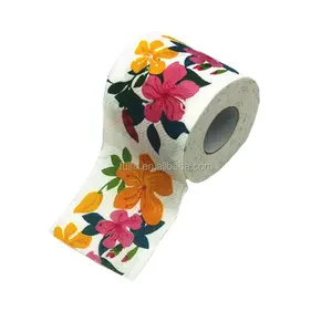 Virgin Wood Pulp Material customized printing Toilet Paper Roll with flowers design