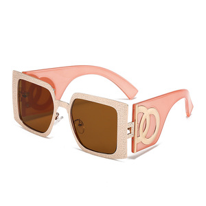 High Quality UV400 Sunglasses <b>Large</b>-<b>Frame</b> Square Metal Europe and United States Cross-Border Travel - Product Image 2