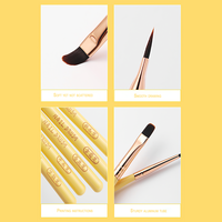Manche en bois jaune nouveau fournisseur d'ongles 3D fleur Liner Gel UV peinture Logo personnalisé pinceaux professionnels d'art des ongles