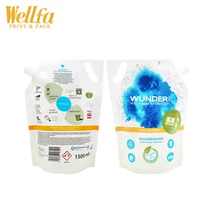 Custom Recycle 500ml 1l Laundry Soap Powder Dishwashing Liquid Packaging Spouted Bag Washing Refill Bags Detergent Spout Pouch