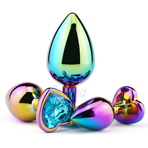 SEXBAY colokan <span class=keywords><strong>Anal</strong></span> permata pelangi colokan bokong logam warna-warni dalam ukuran berbeda untuk mainan seks pria dan wanita - Product Image 4
