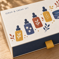Boîte cadeau personnalisée beige recyclable de style tiroir, boîte en carton rigide de luxe pour soins de la peau avec logo