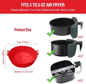 E3630 Silicone <span class=keywords><strong>friggitrice</strong></span> <span class=keywords><strong>ad</strong></span> <span class=keywords><strong>aria</strong></span> inserti in Silicone cestello ciotola pentola riutilizzabile teglia <span class=keywords><strong>accessori</strong></span> forno - Product Image 2