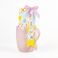 BespritGift Pâques Marketing Cadeau promotionnel Personnalisé Poudre De Cacao Creative Céramique Papillon Tasse À Café Ensemble Cadeau pour Fille Femmes