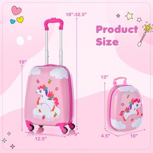 <span class=keywords><strong>Equipaje</strong></span> Infantil, <span class=keywords><strong>Mochila</strong></span> para Niños Pequeños de 13 Pulgadas, Maleta de Viaje con Ruedas de 18 Pulgadas, Juego de 2 Piezas de <span class=keywords><strong>Equipaje</strong></span> Rígido Ligero para Niños y Niñas - Product Image 2