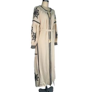 Vestido Largo Informal de Estilo Bohemio Vintage para Mujer, con Mangas Largas, Bordados, Cuello en V y Tirantes, Vestido Holgado - Product Image 2
