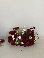 H-1001  Bunga Sutra Buatan Warna Burgundy Buatan Tangan untuk Dekorasi Pernikahan, Perlengkapan Floral