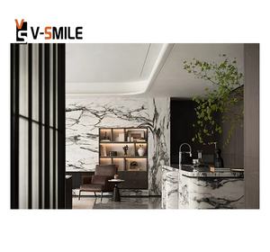 <span class=keywords><strong>Clivia</strong></span> แผ่นหินอ่อนสีขาวและกระเบื้องที่มีเส้นเลือดสีเขียวและกระเบื้องปูพื้นห้องน้ำ <span class=keywords><strong>Clivia</strong></span> โต๊ะเครื่องแป้งสีขาวด้านบน - Product Image 6