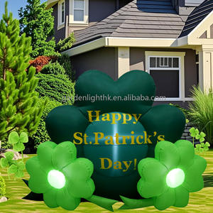 5FT Green Shamrock <b>Inflatable</b> Eco-friendly Polyester LED Light Decoration Waterproof IP44 Rated DC Outdoor <b>Garden</b> Yard St. - Product Image 2