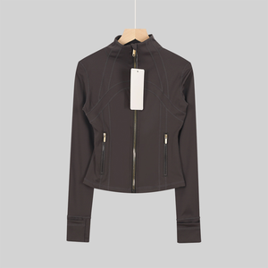 Chaqueta deportiva de manga larga para mujer, corte ajustado, alta elasticidad, para fitness y yoga. - Product Image 6