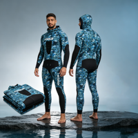 Combinaison de plongée YONSUB 5 mm en néoprène Yamamoto, deux pièces, couleur turquoise, veste à capuche et pantalon à cellules fermées pour la plongée sous-marine et la plongée libre