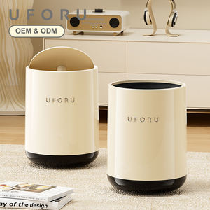 سلة مهملات UFORU بملمس خشبي للديكور، سلة قمامة عصرية للمنزل والفندق والمكتب، سعة كبيرة للمطبخ وغرفة النوم، تصميم كلاسيكي - Product Image 2