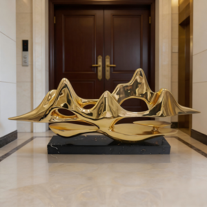 Nouvelle Sculpture Paysagère de Luxe en Résine Plaqué Or, Statue Moderne Abstraite de Montagne pour Décoration Intérieure, Décoration d'Intérieur en Résine - Product Image 6