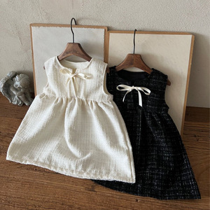 Abito da <span class=keywords><strong>bambina</strong></span> in stile coreano, nuovo modello primaverile, in raso scozzese con fiocco, lunghezza al ginocchio, <span class=keywords><strong>elegante</strong></span> abito da principessa. - Product Image 2