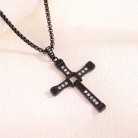 Collar de Cruz de Acero Inoxidable 316L, Estilo Veloz y Apasionado 8 Torredo, para Hombre, Agresivo, Moderno, para Fiesta