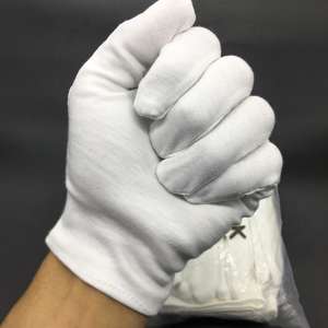 Хлопковые перчатки белые инспекционные белые черные хлопковые перчатки для рук <span class=keywords><strong>ESD</strong></span> чистые защитные перчатки Хлопок - Product Image 4