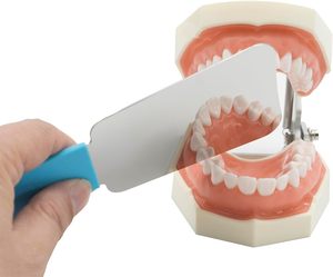 Espejo oclusal dental con mango azul, reflector intraoral de vidrio rodio chapado para fotografía oral - Product Image 3