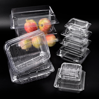 Boîte rectangulaire en plastique transparent PET refermable à clapet blister légumes fruits raisin fraise plateau à clapet emballage