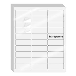 Papier autocollant transparent imprimable jet d'encre 8,5 x 11 pouces, 30 étiquettes par feuille, pour étiquettes d'expédition et d'adresse SKU pour imprimante - Product Image 1